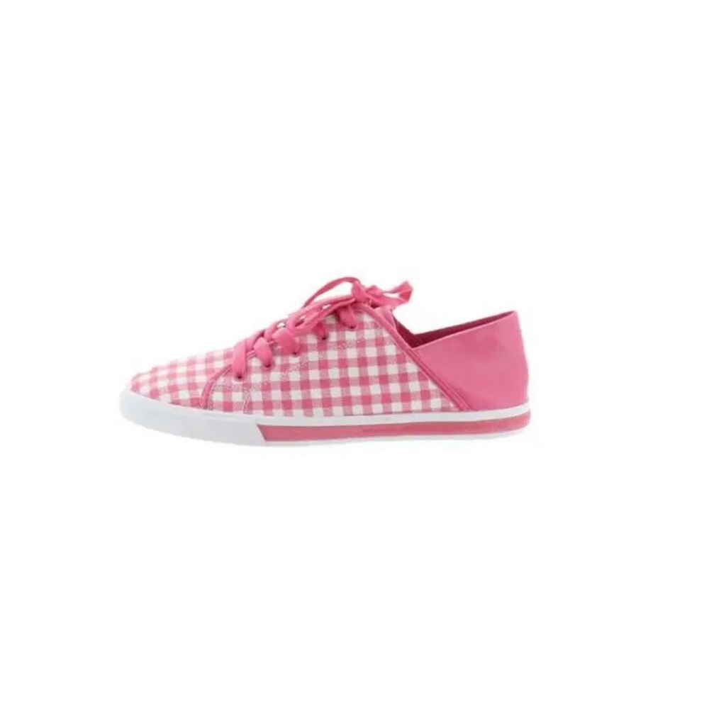 Isaac Mizrahi pink & white checkered plaid athletic tennis shoes size 7.5 - Picture 9 of 9